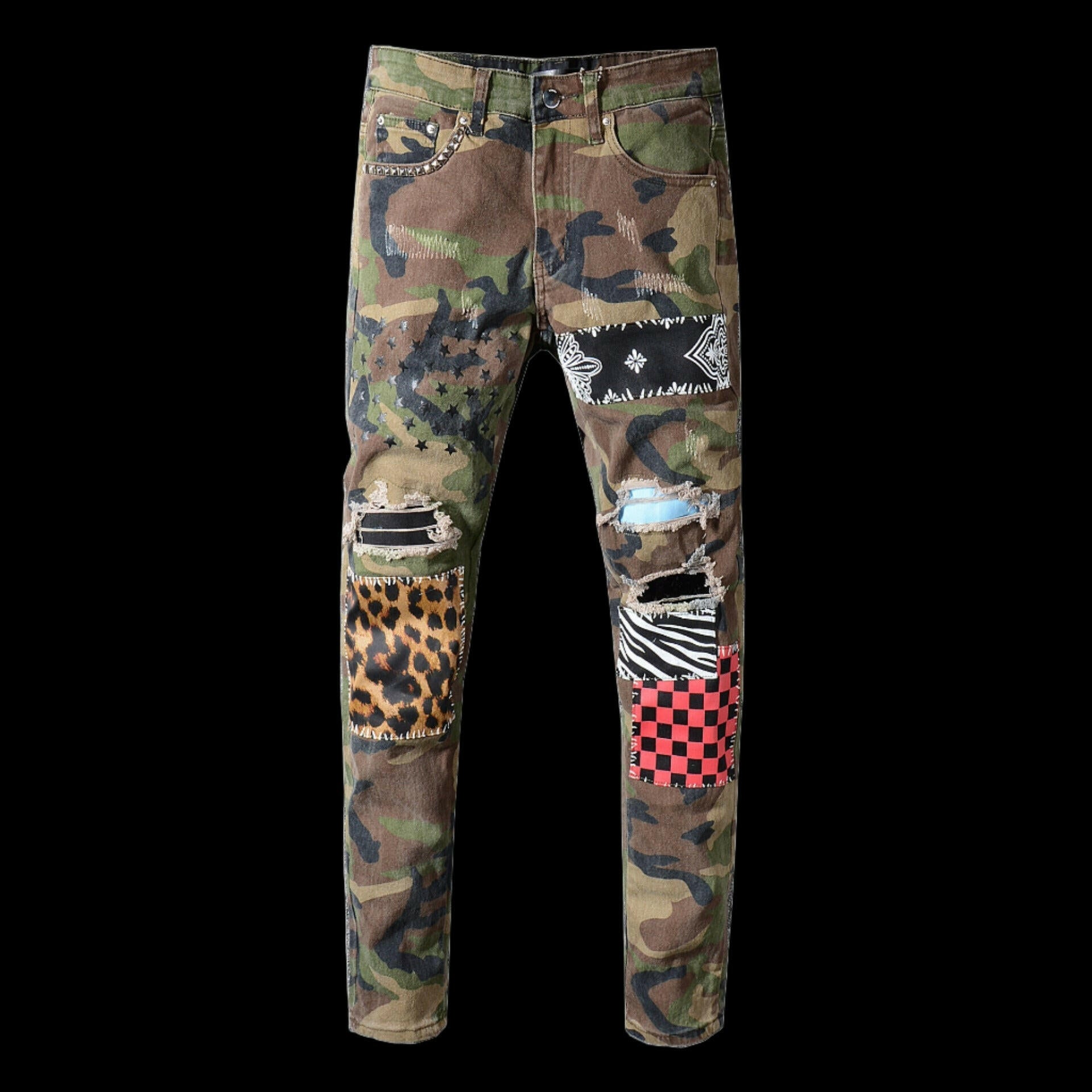 Beggar pants with printed patch