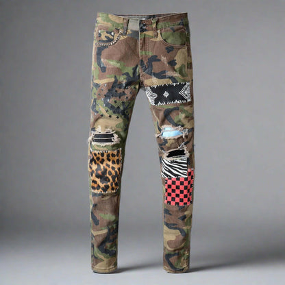 Beggar pants with printed patch Camouflage