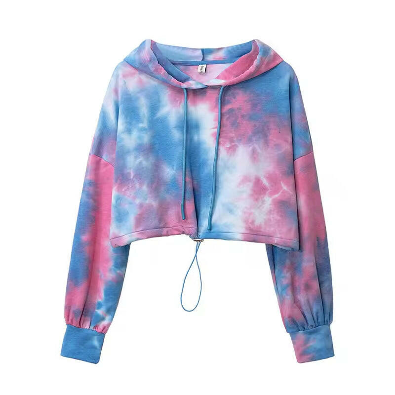 Women Crop Hoodie Tie Dye