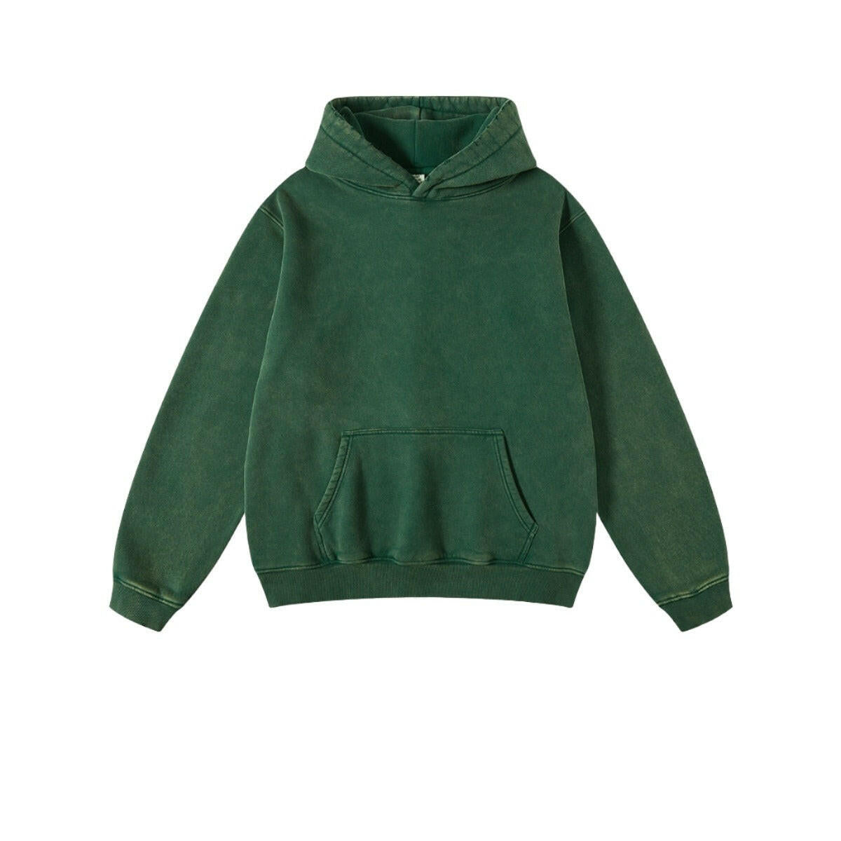 Fashion Retro Velvet Padded Hooded Sweatshirt Dark Green