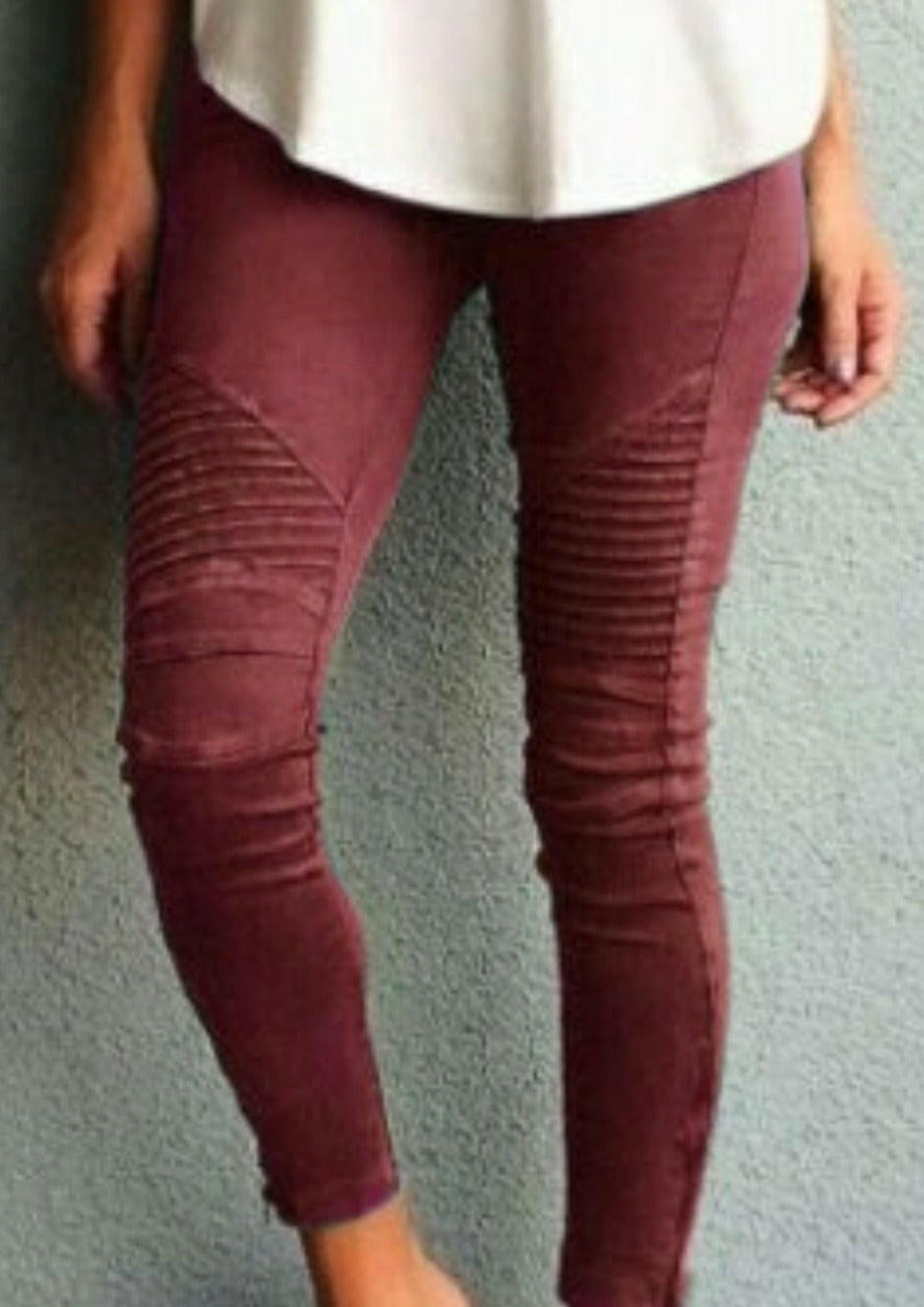 Women's Jean Stretch Leggings Red wine