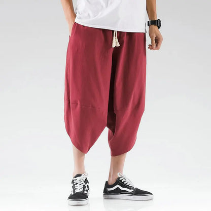 Streetwear Cross Pants Men’s Burgundy