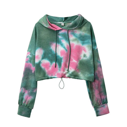 Women Crop Hoodie Tie Dye