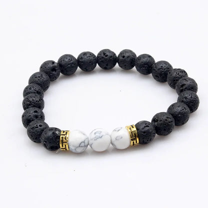 Natural Lava stone beads Healing Balance Chakra charm bracelet 8mm tiger eye bead Tibetan Buddha Prayer Bracelet White turquoise