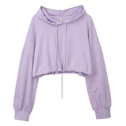 Women Crop Hoodie Tie Dye Purple