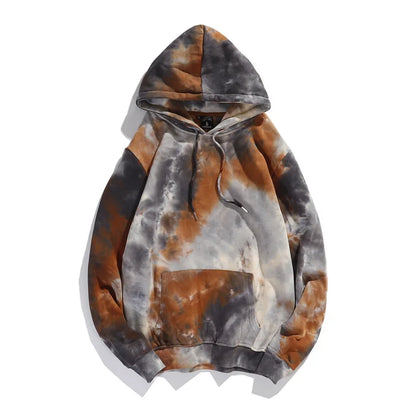 Men's Pullover Fashion Streetwear Unisex Tie Dye Hoodies 3501 Coffee