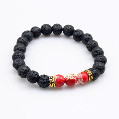 Natural Lava stone beads Healing Balance Chakra charm bracelet 8mm tiger eye bead Tibetan Buddha Prayer Bracelet red turquoise