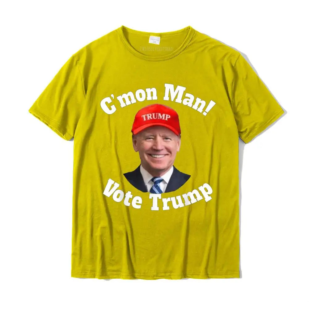 C'mon Man! Pro Trump Biden Votes Trump Halloween T-Shirt T Shirt Graphic Personalized Cotton Men Top T-Shirts Personalized Yellow