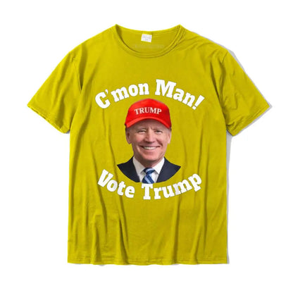 C'mon Man! Pro Trump Biden Votes Trump Halloween T-Shirt T Shirt Graphic Personalized Cotton Men Top T-Shirts Personalized Yellow