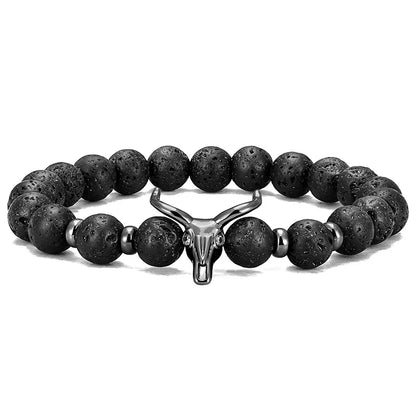 Natural Lava stone beads Healing Balance Chakra charm bracelet 8mm tiger eye bead Tibetan Buddha Prayer Bracelet black