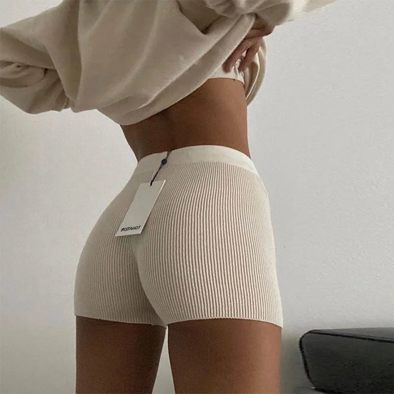 High Waist Shorts Women WHITE One Size