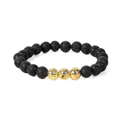 Natural Lava stone beads Healing Balance Chakra charm bracelet 8mm tiger eye bead Tibetan Buddha Prayer Bracelet gold