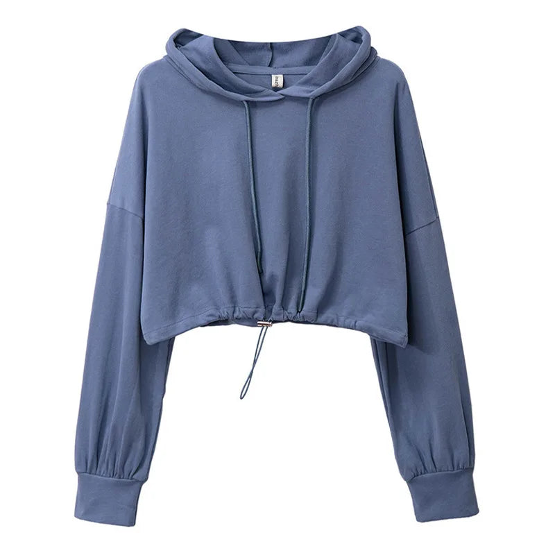 Women Crop Hoodie Tie Dye Blue