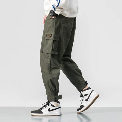 Multi-pocket Elastic Waist Design Harem Pant Street Punk army green CHINA