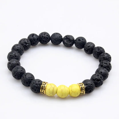 Natural Lava stone beads Healing Balance Chakra charm bracelet 8mm tiger eye bead Tibetan Buddha Prayer Bracelet yellow turquoise