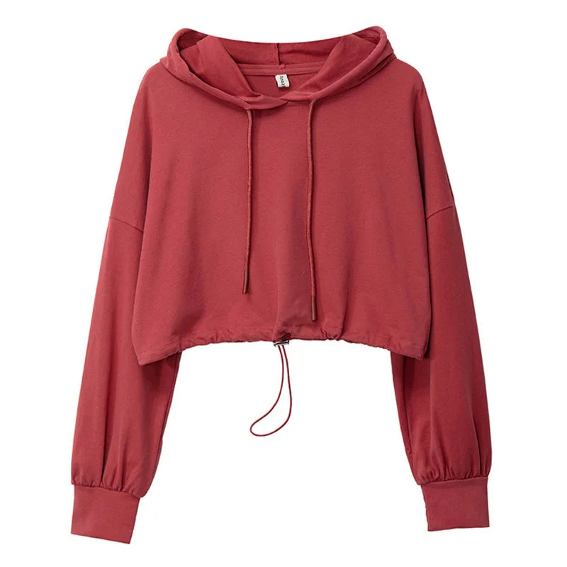 Women Crop Hoodie Tie Dye Red