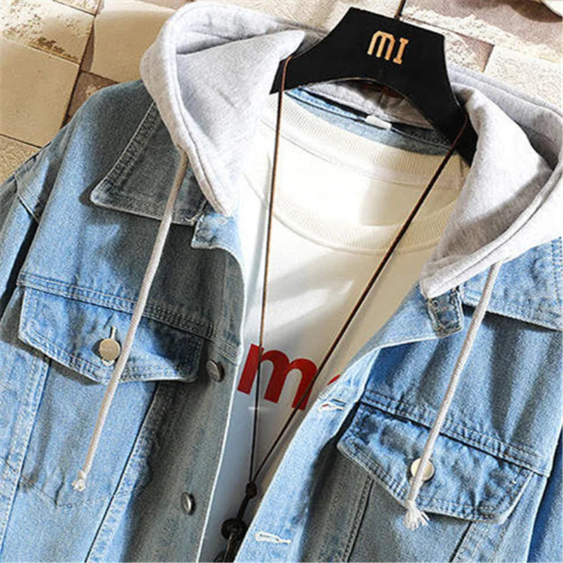 Denim Hooded Jacket Men