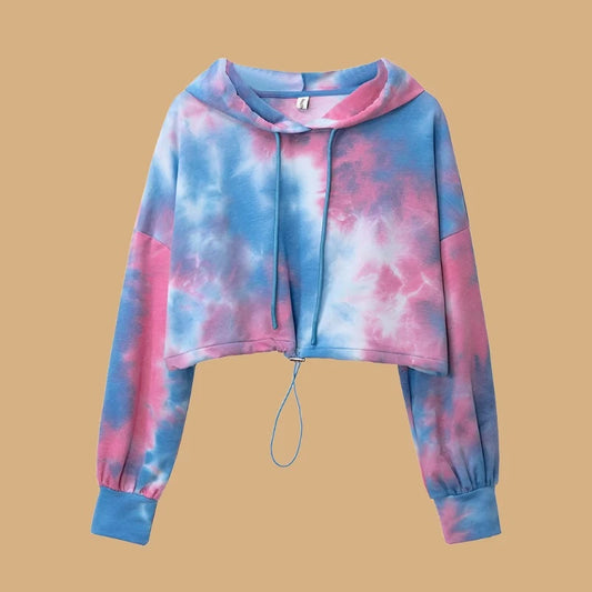 Women Crop Hoodie Tie Dye