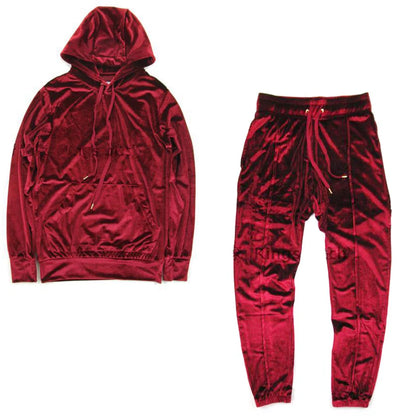 VFIVE UNFOUR Samt Velvet Sport Running Gym Hip Hop Hoodies Pants Tracksuit Harajuku Streetwear Fashion Punk Rock suit Burgundy