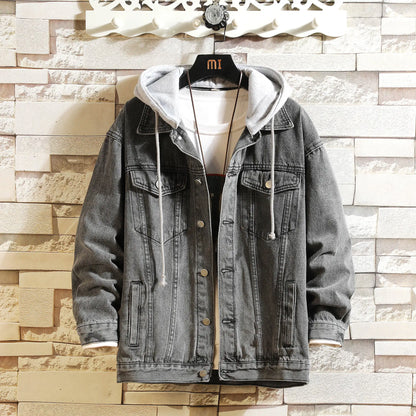 Denim Hooded Jacket Men GRAY