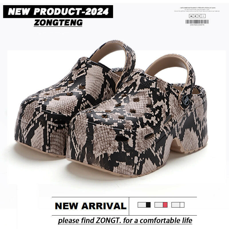 Women's Hole Shoes Summer Wear Leopard Print Python Pattern