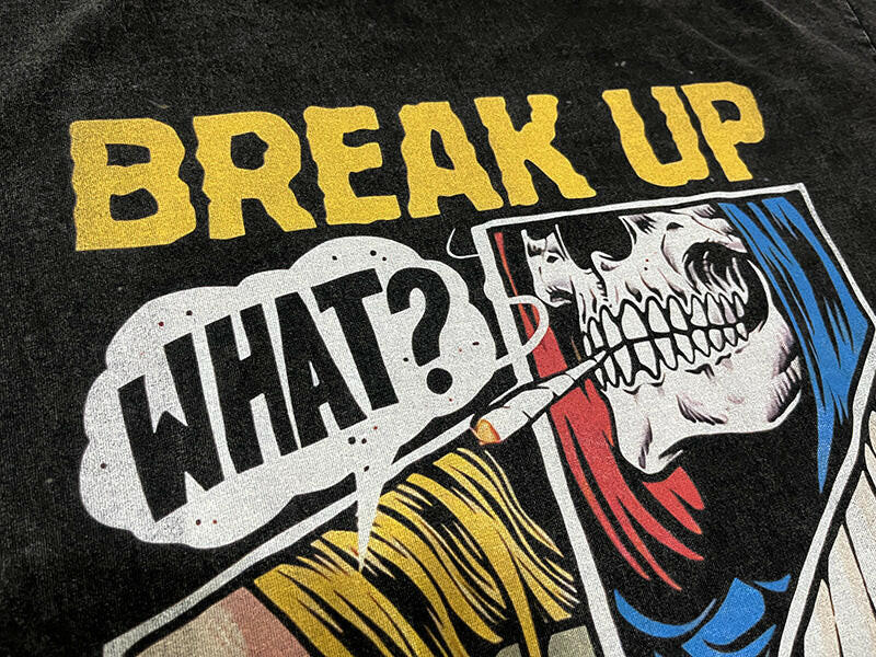 Stone Wash Mens Comic Book Break Up Shirt