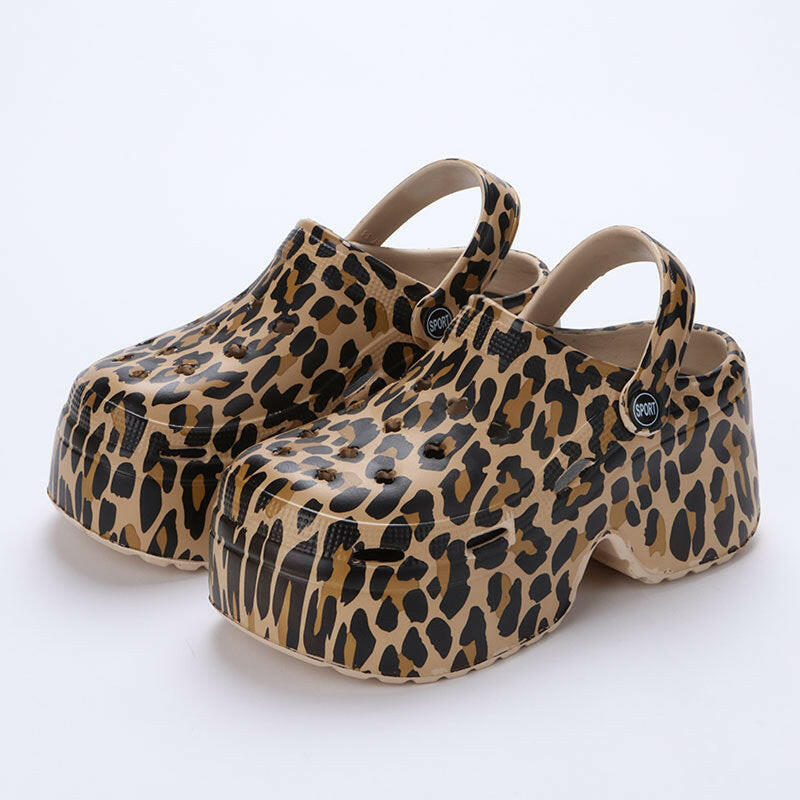 Women's Hole Shoes Summer Wear Leopard Print Leopard Print