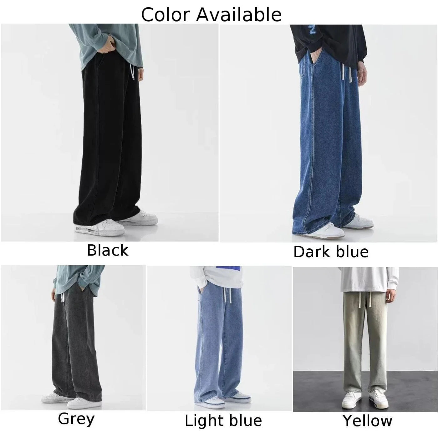 Men Straight Jean Loose Streetwear Wide Leg Neutral Pants Fashion Baggy Trousers