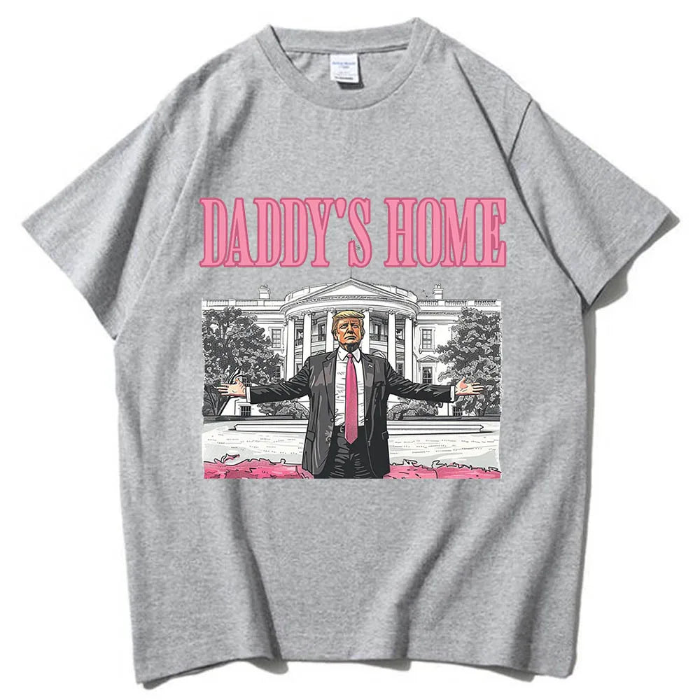 Daddy's Home 2024 O-Neck Short Sleeve Shirts pink