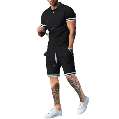 New Summer Fashion Short Sleeve T Shirt Shorts Sets Men 2 Piece Outfits Trend Casual Oversized T-shirts Sportswear Tops Outfits Black