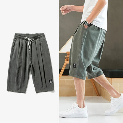 Harem Pants Men Short Joggers Loose Dark Grey