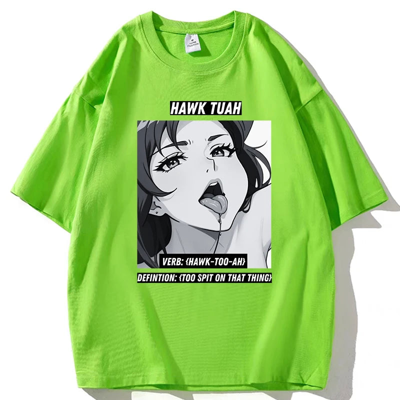 2024 Hawk Tuah T-Shirts Man Woman Harajuku O-Neck Short Sleeve Spit on that thang Shirts Fans Gift Pure Cotton Casual Streetwear 53790-Cotton-8