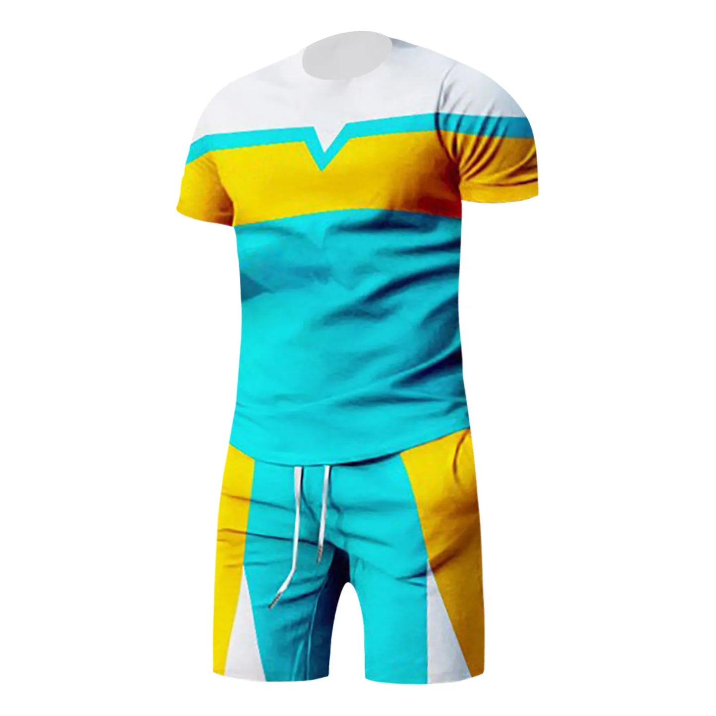 2024 Summer 2 Pieces T-Shirt Shorts Set Men Sportswear Tshirts Suit Fitness Oversized Street Short Sleeve With Pants Tracksuit