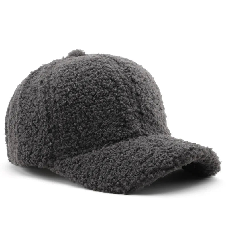 Winter Baseball Cap Women Artificial Lamb Wool Hats Keep Warm Cap Plush Baseball Caps Spring Baseball Cap Solid Sunshade