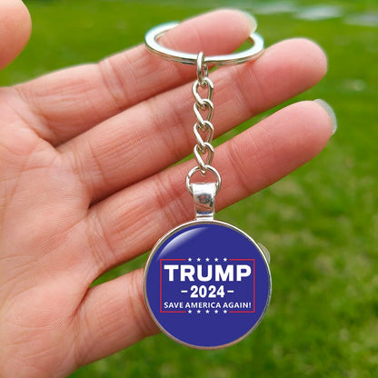 2024 Flag Keychain Save America Again Creative Glass Cabochon Pendant Key Chains for Men Women Keyring Style 3