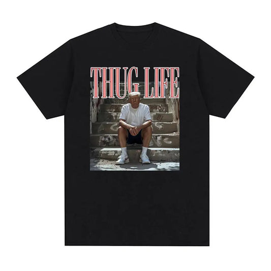 Funny Thug Life Meme Tee Shirt Men's Clothing Fashion Short Sleeve T-shirt Unisex Crewneck 100% Cotton T Shirt Tops Black