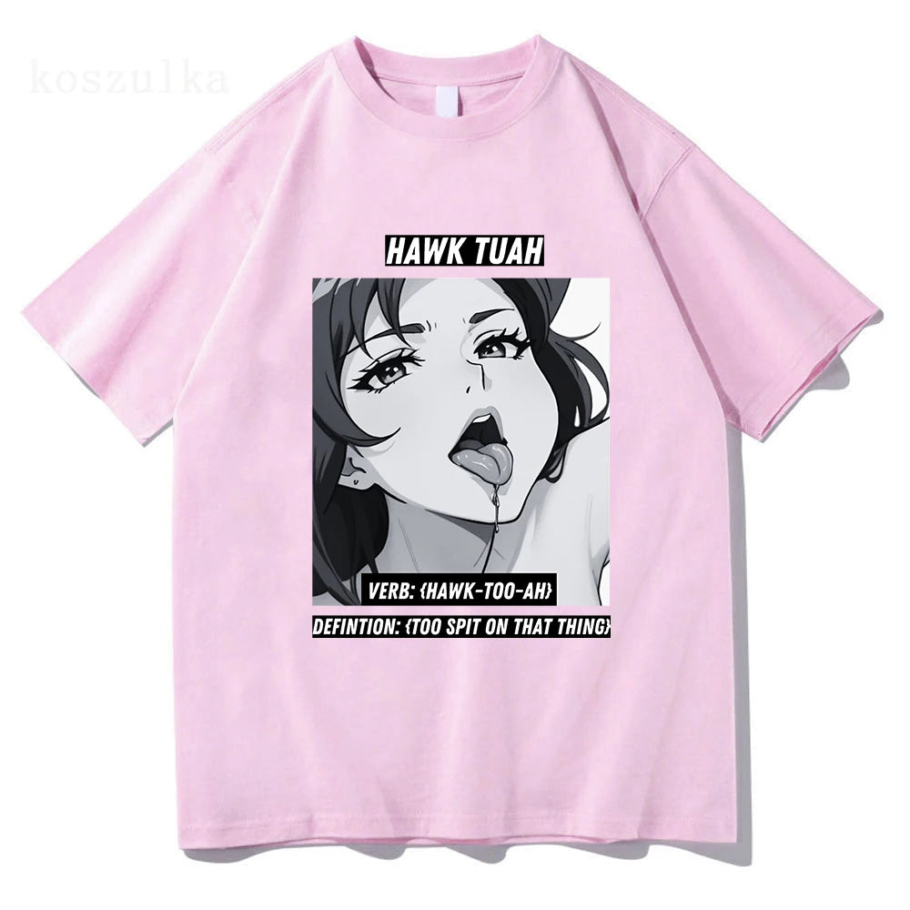 2024 Hawk Tuah T-Shirts Man Woman Harajuku O-Neck Short Sleeve Spit on that thang Shirts Fans Gift Pure Cotton Casual Streetwear 53790-Cotton-2