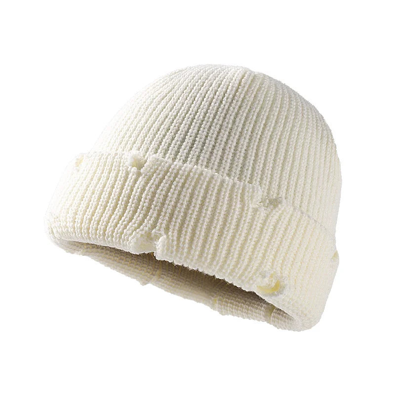 Candy Colors Distressed Beanie Cream