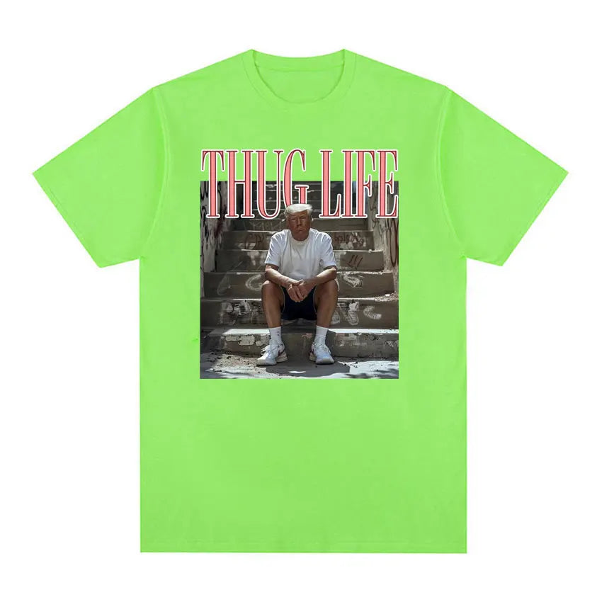 Funny Thug Life Meme Tee Shirt Men's Clothing Fashion Short Sleeve T-shirt Unisex Crewneck 100% Cotton T Shirt Tops Green