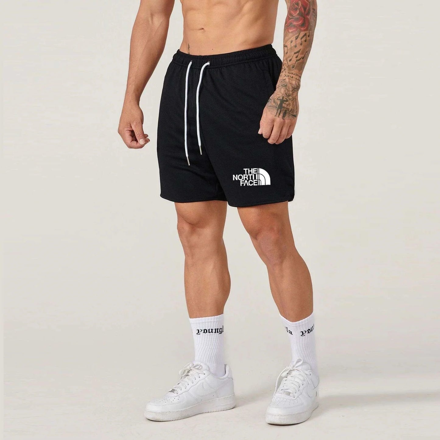 Summer New Sports Fitness Shorts Men's Basketball Game Training Running Casual Loose Quick-Drying Five-Point Pants black-B