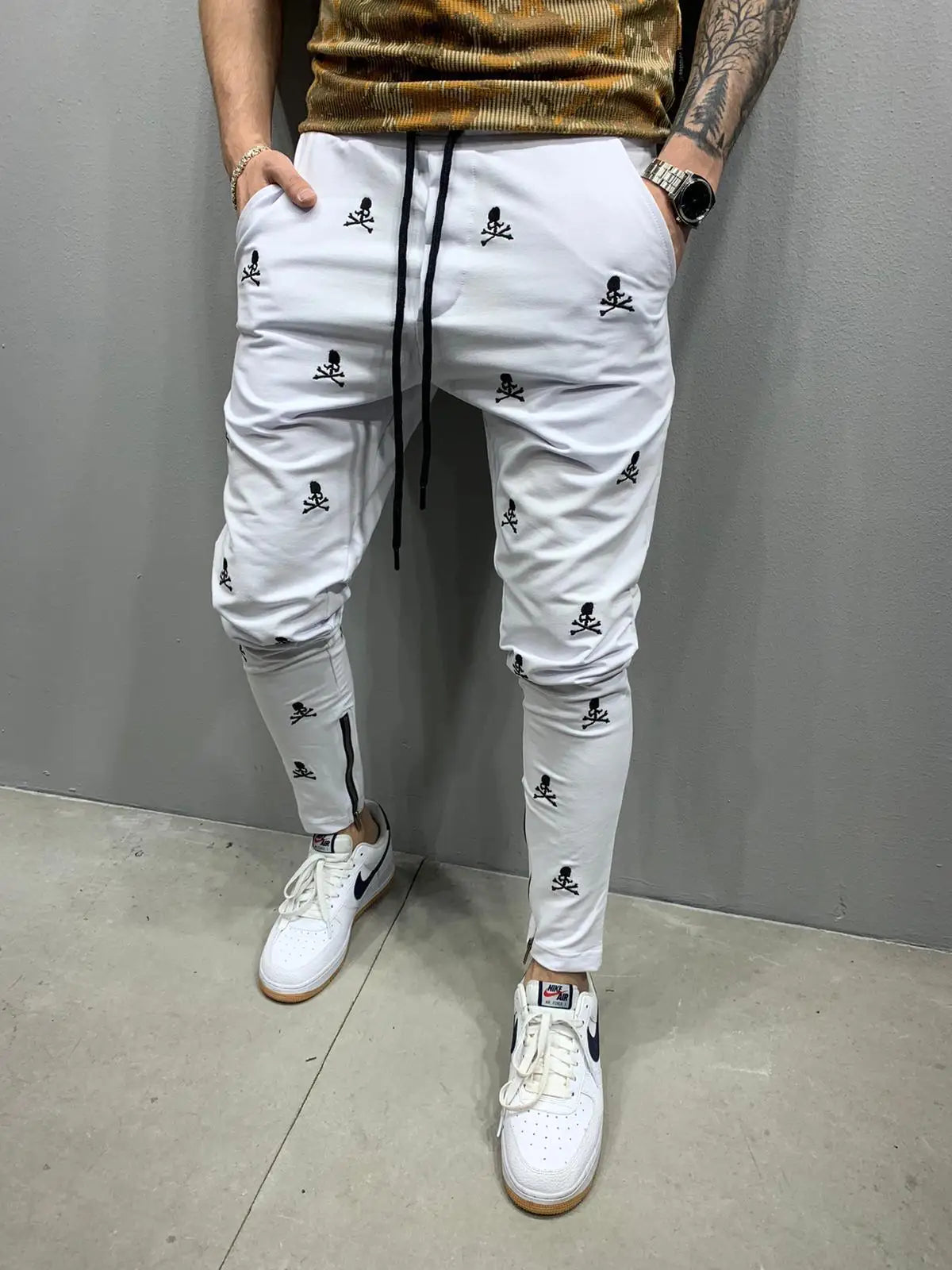 A Weekend In The City Skull and Bone Trousers white