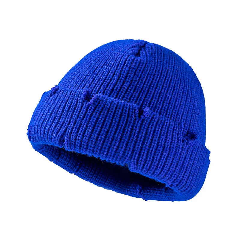 Candy Colors Distressed Beanie Royal blue