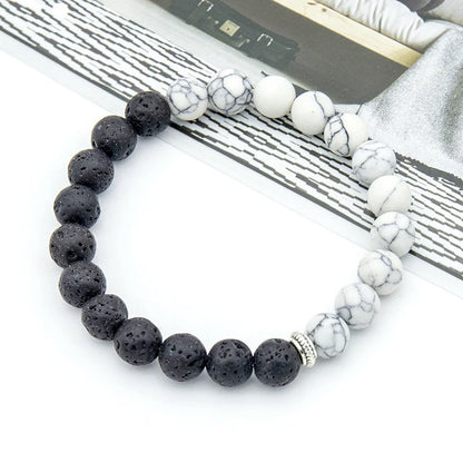 Natural Lava stone beads Healing Balance Chakra charm bracelet 8mm tiger eye bead Tibetan Buddha Prayer Bracelet White Turquoise