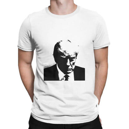 Men's T-Shirts TRUMP MUGSHOT Never Surrender Novelty 100% Cotton Tees Short Sleeve Donald T Shirt O Neck Clothes Gift Idea WHITE