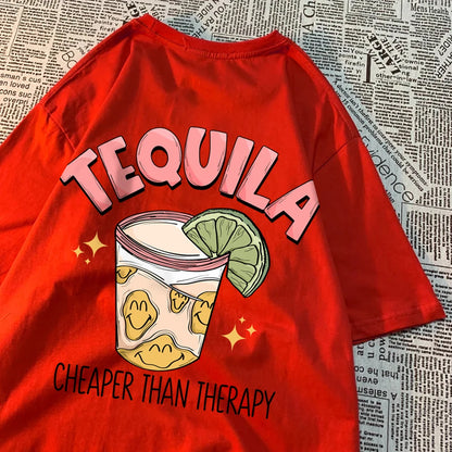 Tequila Cheaper Than Therapy Tee Red-Back