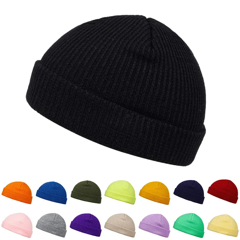 Cuff Short Brimless Retro Beanie