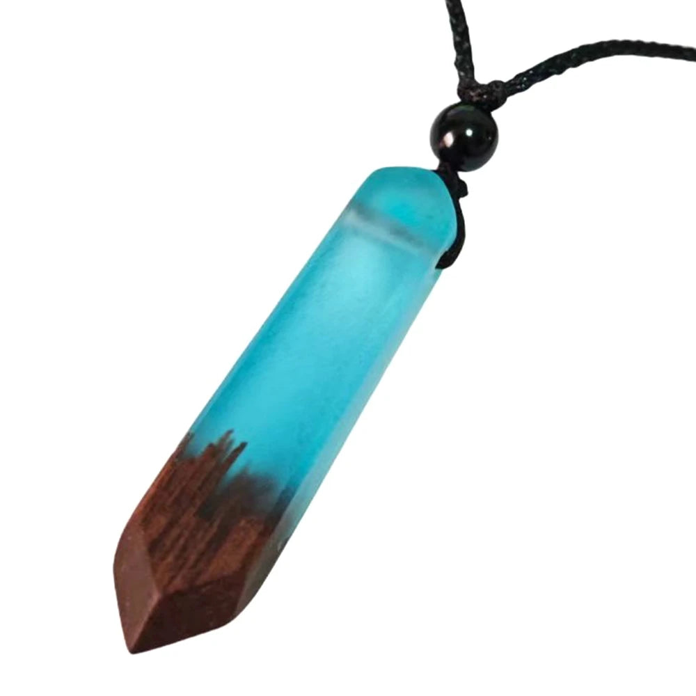 Unisex Fashion Wood Resin Necklace Pendant, Woven Adjustable Rope Chain ES2302015