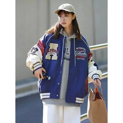 Spring Autumn Men's Baseball Coat Loose Casual Fashion Couple Wear American Retro Jacket Male Baseball Coat Long Sleeves