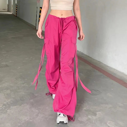 Y2k Cargo Pants Women Fashion Streetwear Wide Leg High Waist Straight Trousers Overalls Baggy Pants With Pockets Korean Style