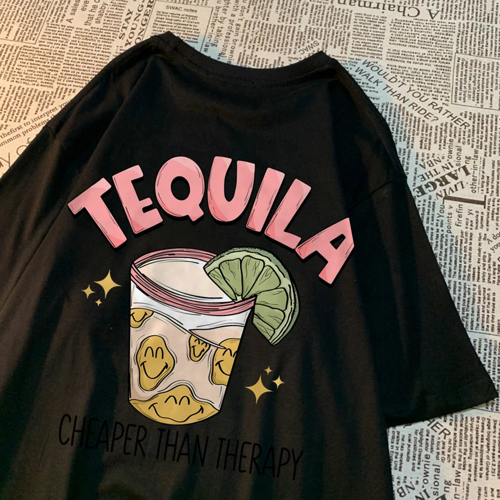 Tequila Cheaper Than Therapy Tee Black-Back